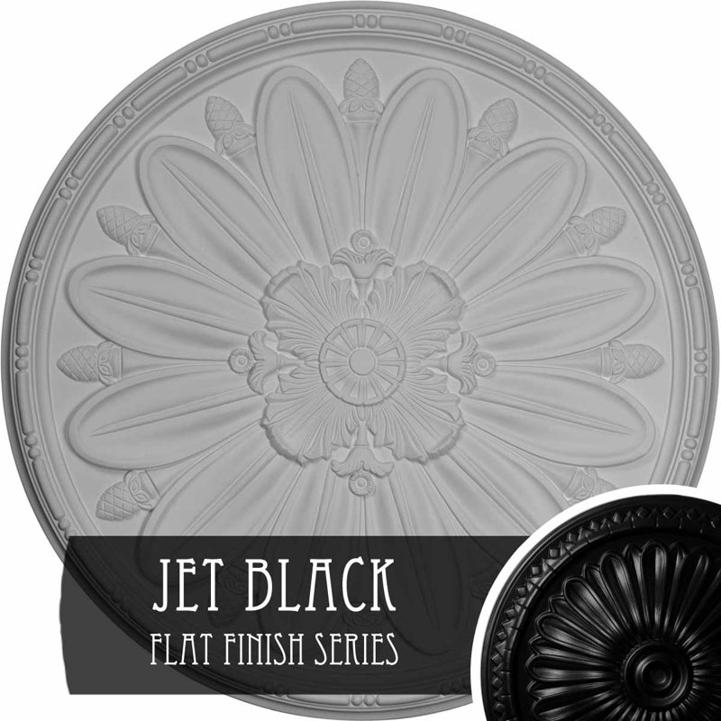 Médaillon de plafond à feuilles d'acanthe Endurathane Attica, diamètre extérieur 53 1/2 po x P 3 1/2 po (convient aux auvents jusqu'à 4 5/8 po), finition craquelée en acajou bruni peinte à la main