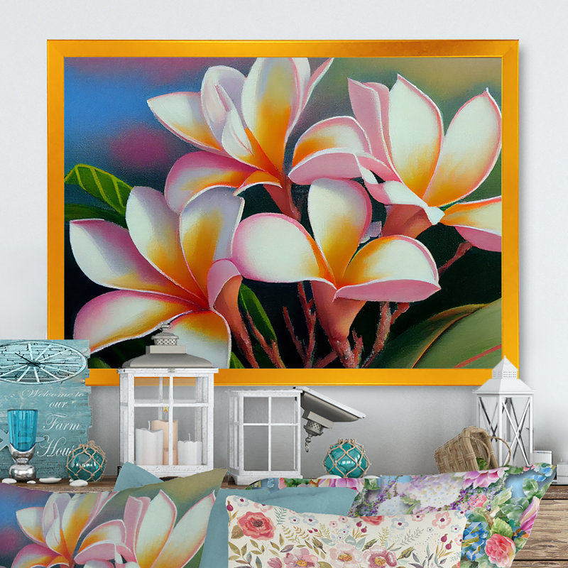 «White and Yellow Blossoming Plumeria IV», reproduction sur toile, H 12 po x l 20 po x P 1 po