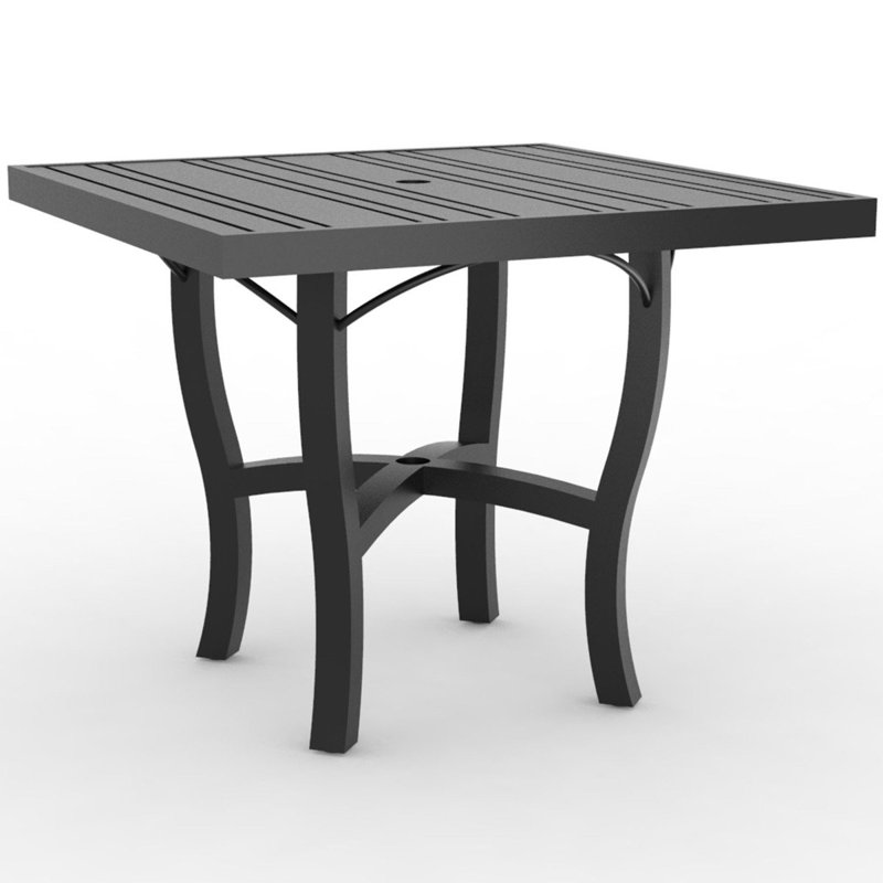 Table carrée avec parasol, Noir texturé