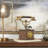 Aranea Wooden Antique Style Copper Telephone with Brown Wooden Base