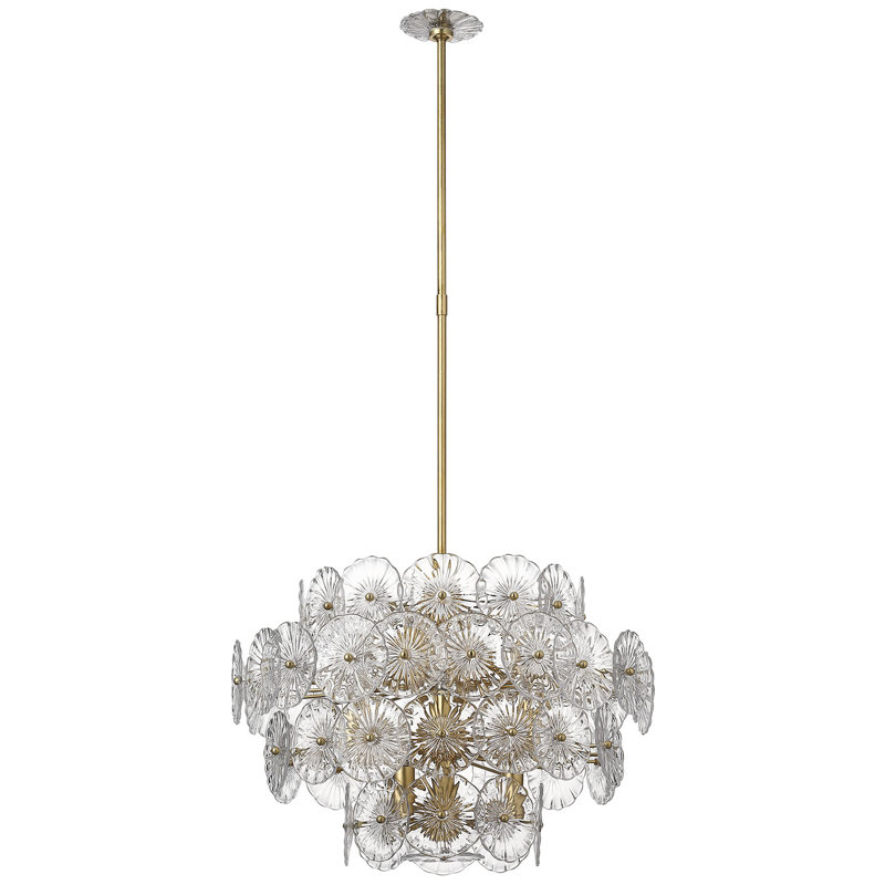 Julie Neill Gianna 24" Chandelie, Clear, Burnished Silver Leaf