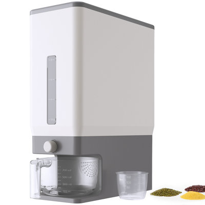 Rice Dispenser 25 lbs, Rice Storage Container Moisture Proof with Measuring Cup, BPA-Free, Gray