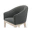 Ensemble de salle à manger 7 pièces 7 pièces avec plateau rectangulaire en faux marbre blanc de 66 po au fini chêne clair et 6 chaises demi-tonneau rembourrées grises