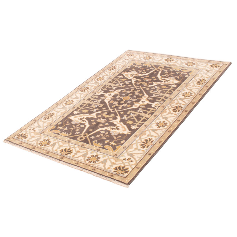 Tapis unique en laine gris foncé nouvel âge 5 pi 2 po x 8 pi One-of-a-Kind