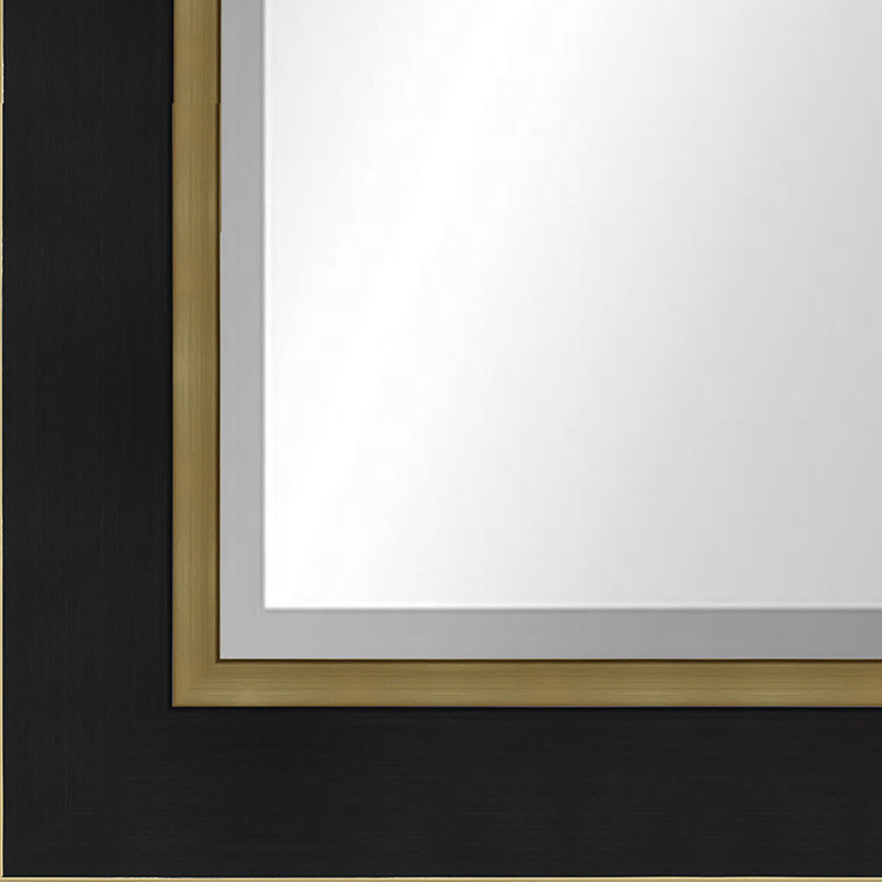 Metropolis Flat Beveled Mirror, 42" x 30", Black/Gold