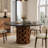 51" Mid-century Modern Round Dining Table, Black Sintered Stone Top, Sculptural Wooden Base, Retro Kitchen Table For 4-6 People