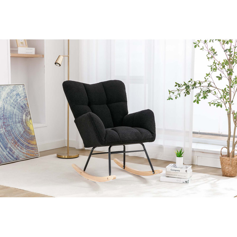 Chaise berçante moderne Marsa, Ours en peluche noir