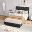 Base de lit plateforme robuste avec tête de lit en tissu réglable en hauteur-187940905-187940909