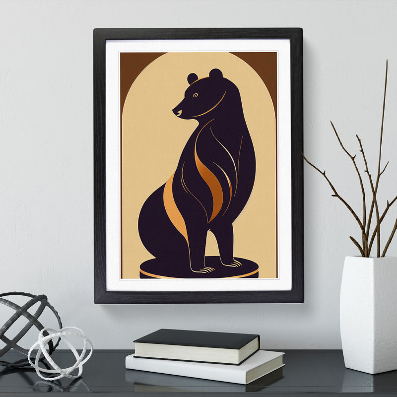 Bear No.3 - Single Picture Frame Print, Black Framed, 34cm H x 25cm W x 2cm D