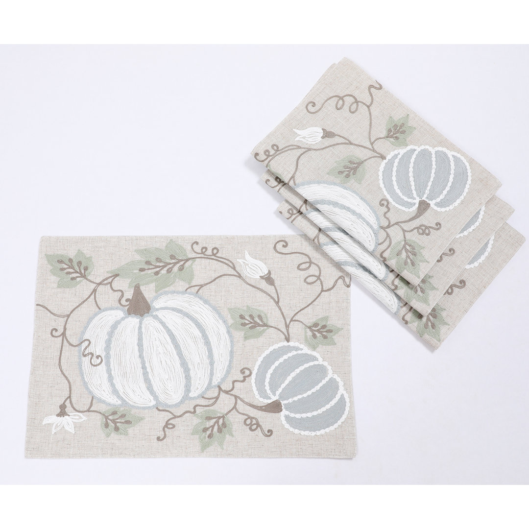 Trudeau Embroidered Rectangle Placemat (Set of 4) August Grove®