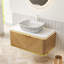 Meuble-lavabo flottant 36 po, armoire en contreplaqué à grain de bois espresso avec tiroir en sergé, poignée et capteur de lumière, comptoir en pierre frittée et vasque en céramique à motif marbré, pré-assemblée-432075486