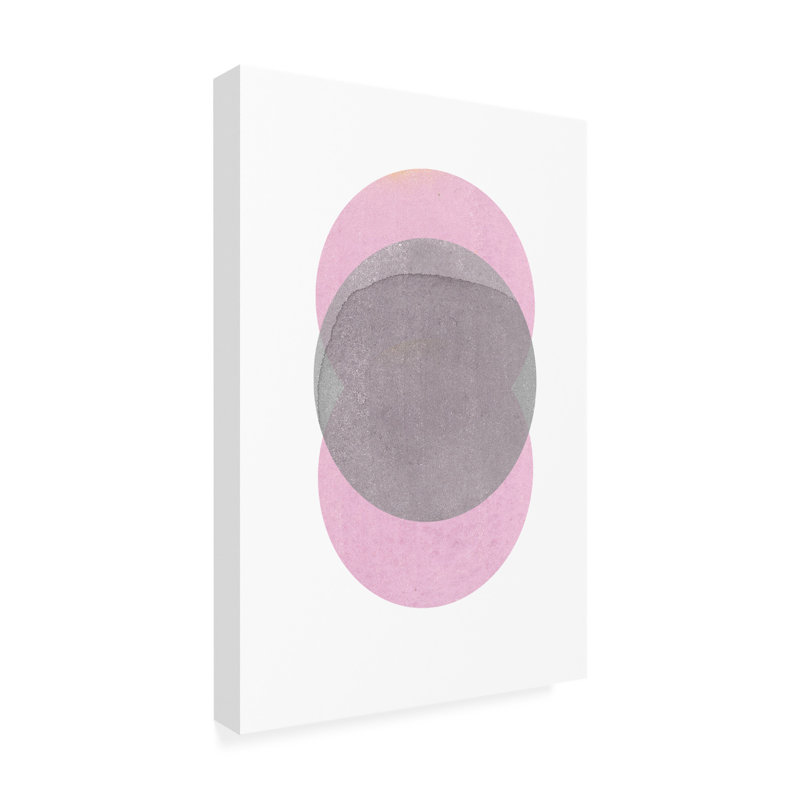 Art sur toile, cercles roses et gris de Louise Van Terheijden, H 24 po x l 16 po x P 2 po