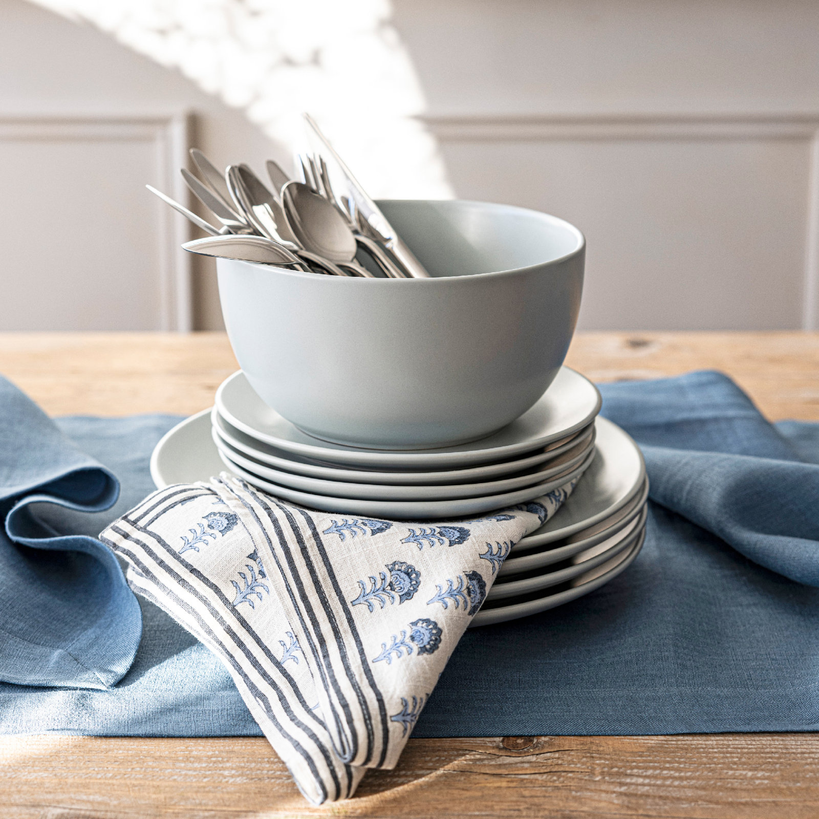 Coupe Tall Handcrafted Stoneware Serving Bowl, Blue