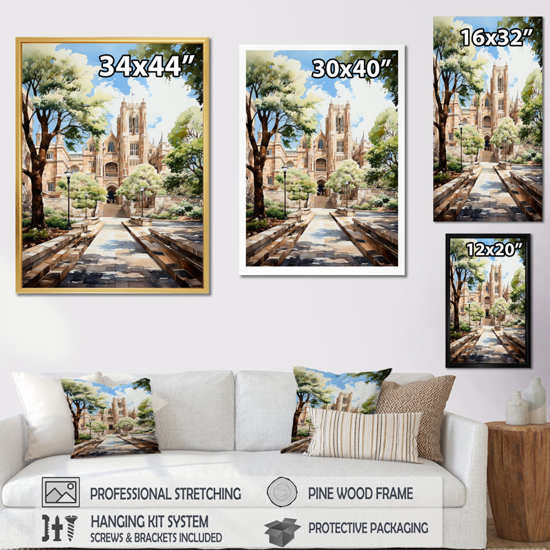 " College University Buildings Academic V ", Wrapped Canvas, 20" H x 12" W x 1" D