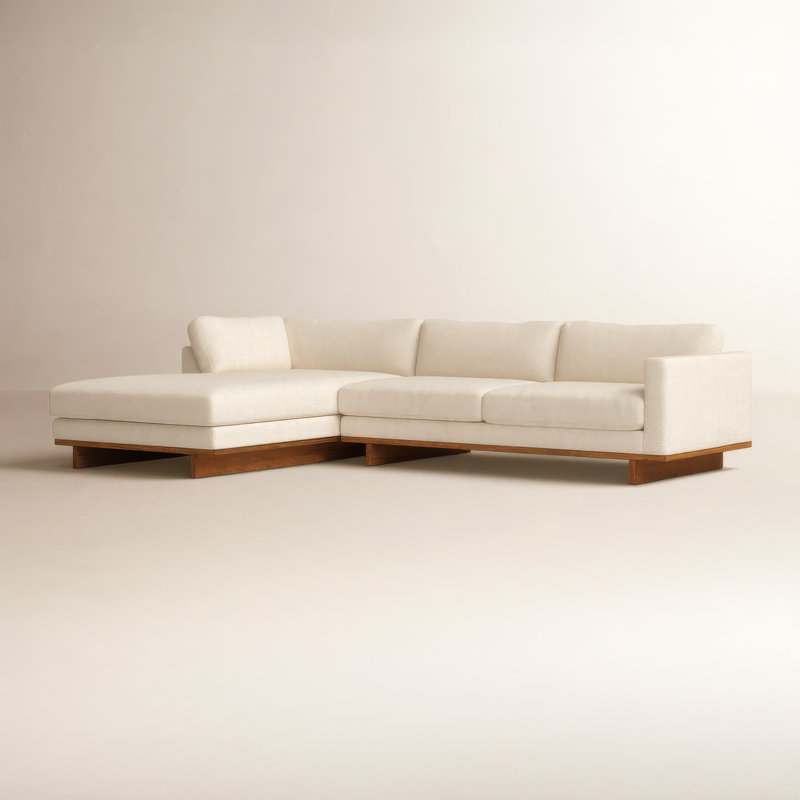 Menades Upholstered L-Shaped Sectional, Left Hand Facing, 32" H x 133" W x 86" D, Irving Taupe Polyester Blend