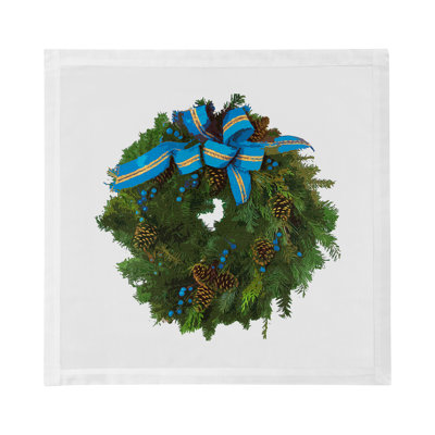Christmas Wreath Cotton Sateen Dinner Napkins