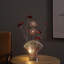 Lampe de table décorative, DEL, vase en cristal Red Roses Fan, chrome 22 po