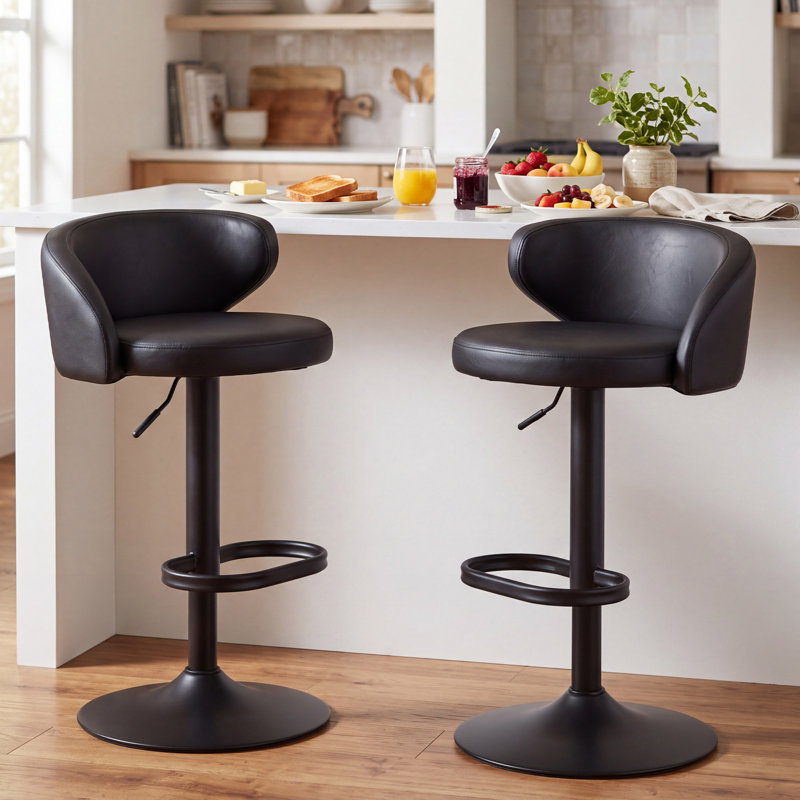 Tabourets de bar industriels modernes avec dossier bas, hauteur réglable, pivotants, recouverts de tissu beige, pour îlot de cuisine