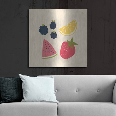 «Summer Fruits 1» par Cheryl Warrick, art mural en métal, 36 po x 36 po