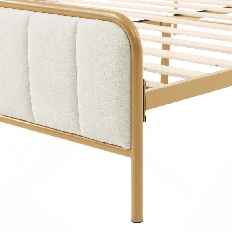 Structure de lit rembourrée, Beige