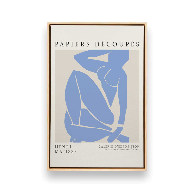 Blue Nude III Matisse, affiche d'art, H 36,75 po x l 24,75 po, Cadre américain en érable flottant