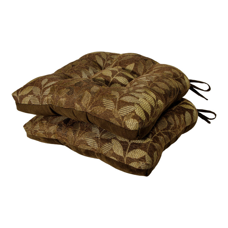 Outdoor 3'' Dining Chair Chair Pad, Brown/Gold