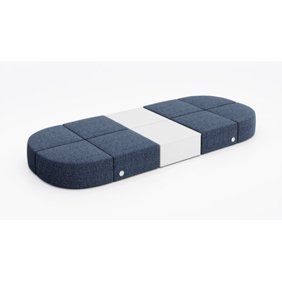 8 Person Modular Seating With Occasional Table-Fabric, With Power Outlet