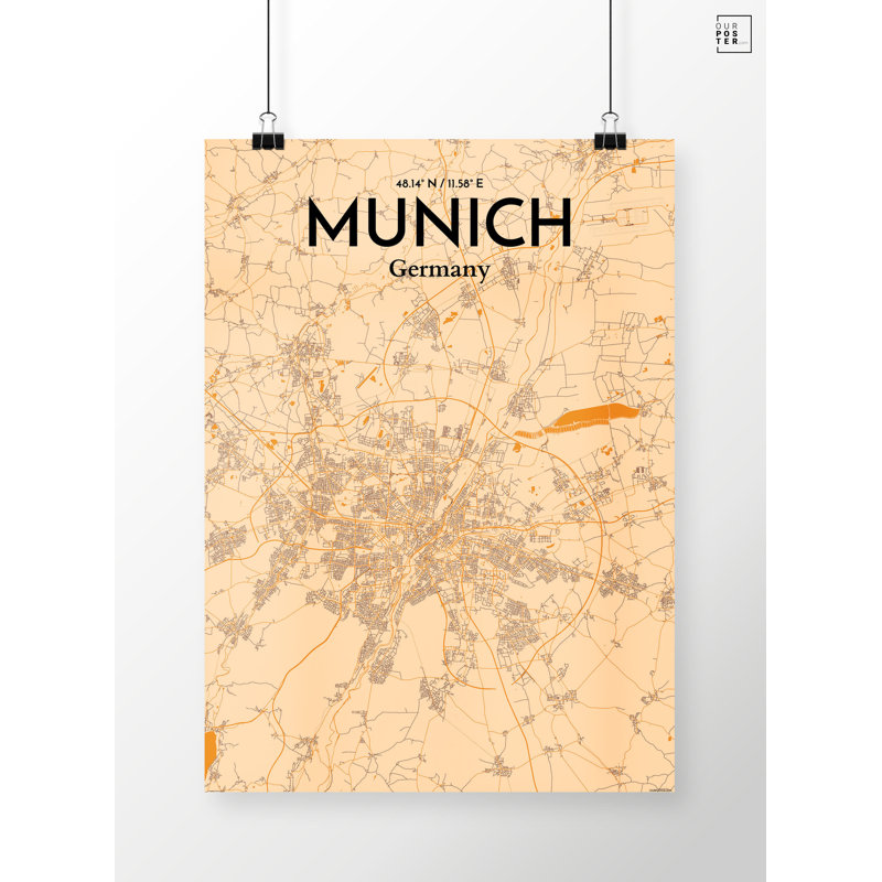 Munich City Map - No Frame Print, 43.2cm H x 27.9cm W x 0.13cm D