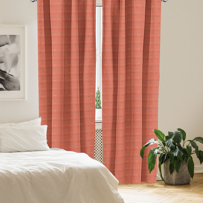 Dark Coral Semi-Sheer Microfiber Rod Pocket Curtains, 28" x 84" Pair