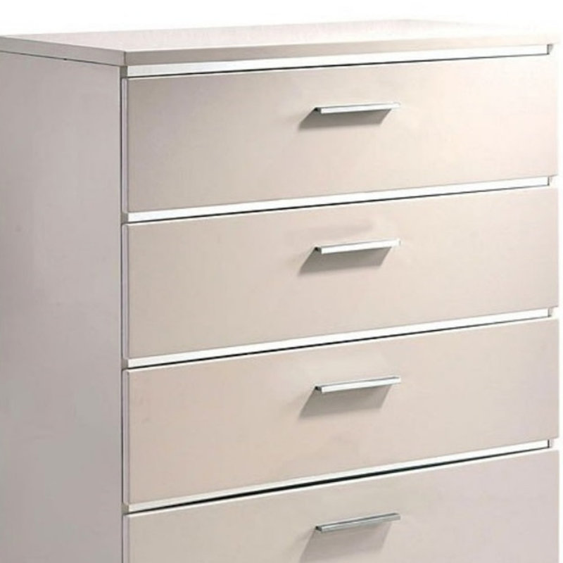 Commode 1 pièce à 5 tiroirs de style contemporain avec finition chromée ultrabrillante