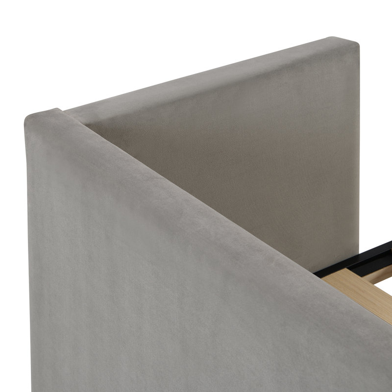 Lit de jour simple rembourré en velours gris avec couchette escamotable