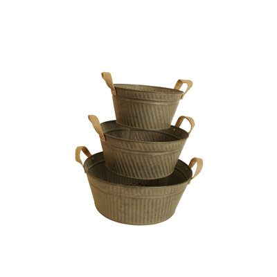 Ensemble 3 pièces de pots métalliques/fils