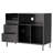Eco-Friendly Record Player Stand With Flip-Top - Wood Vinyl Storage Cabinet With 2-Outlet Power Strip, Drawers & Dustproof Cubbies, Media Console For Living Room/Study, Black