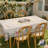 Machine-washable pink rose champagne-colored polyester tablecloth-764418154