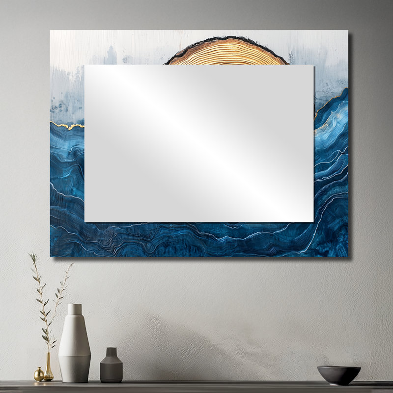 Safire Lake Into The Pine Forest II - Art mural décoratif en miroir - imprimé sur métal, 30 po x 40 po