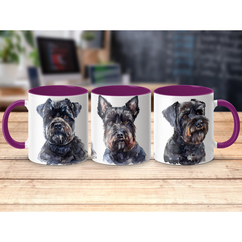 11oz Watercolour Schnauzer Design Coffee Mug, 2