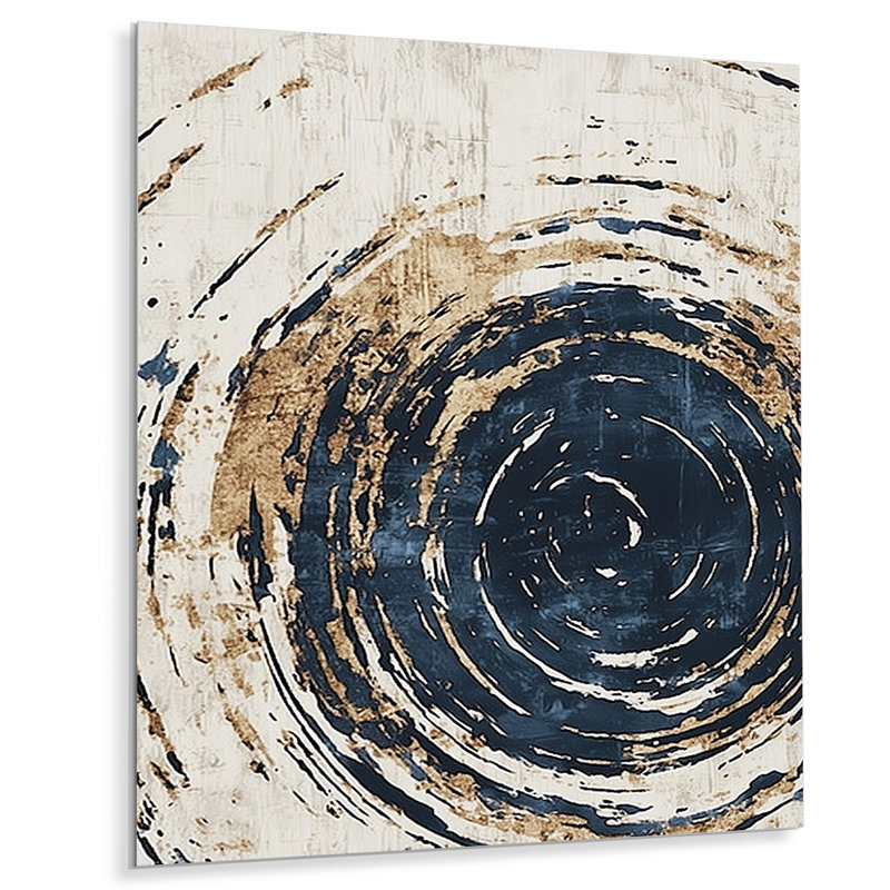 Spiral Blue Rift On Wood Slide I - Abstract Spirals, décoration murale en métal, impression moderne sur métal