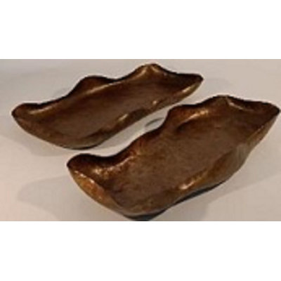 Set Of 2 Iron Brown Patina Trays