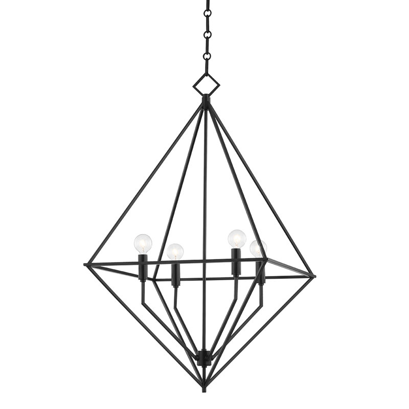 Haines 4 - Light Chandelier, 32" H x 24" W x 24" D, White Plaster