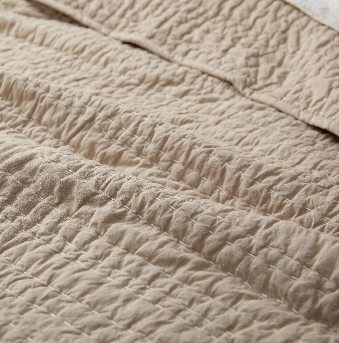 Channel Handstitched Quilt Set, Twin Quilt, Hazel Chambray