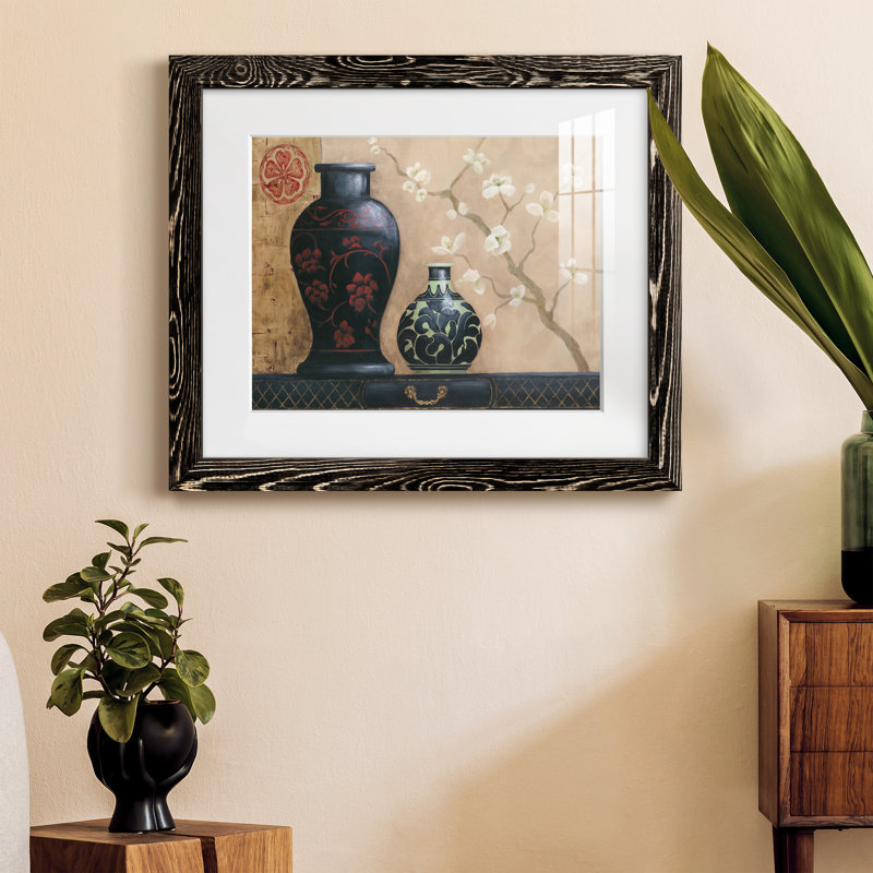 Asian Calm I - peinture encadrée, Cadre noir, H 20 po x l 17 po x P 1,5 po