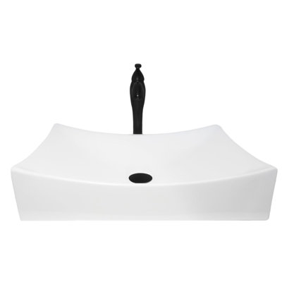 Novatto 13.75'' Porcelain Square Bathroom Sink with Faucet