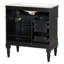Meuble-lavabo autoportant noir de 30 po avec lavabo en céramique, structure en bois d'hévéa massif, tiroir rabattable à fermeture en douceur et tablette réglable-1243591500