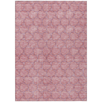 Tapis d'intérieur lavable à motif géométrique rose et mauve 3 pi x 5 pi