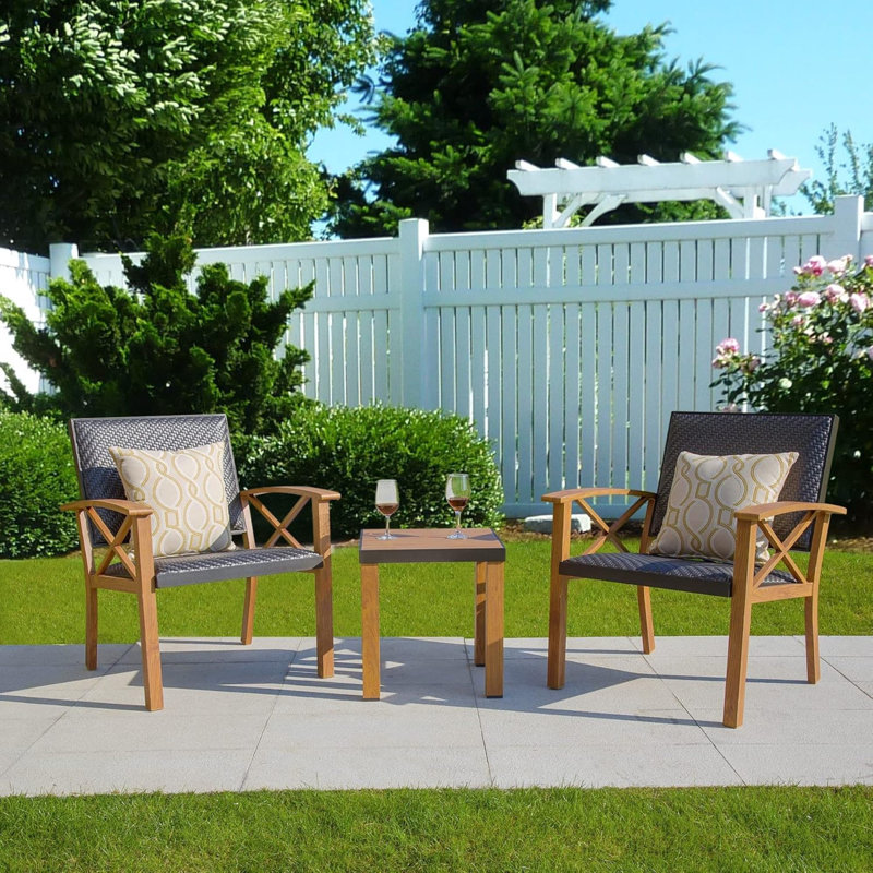 Ensemble de salle à manger de patio durable avec aluminium grain de bois, style moderne pour l'extérieur