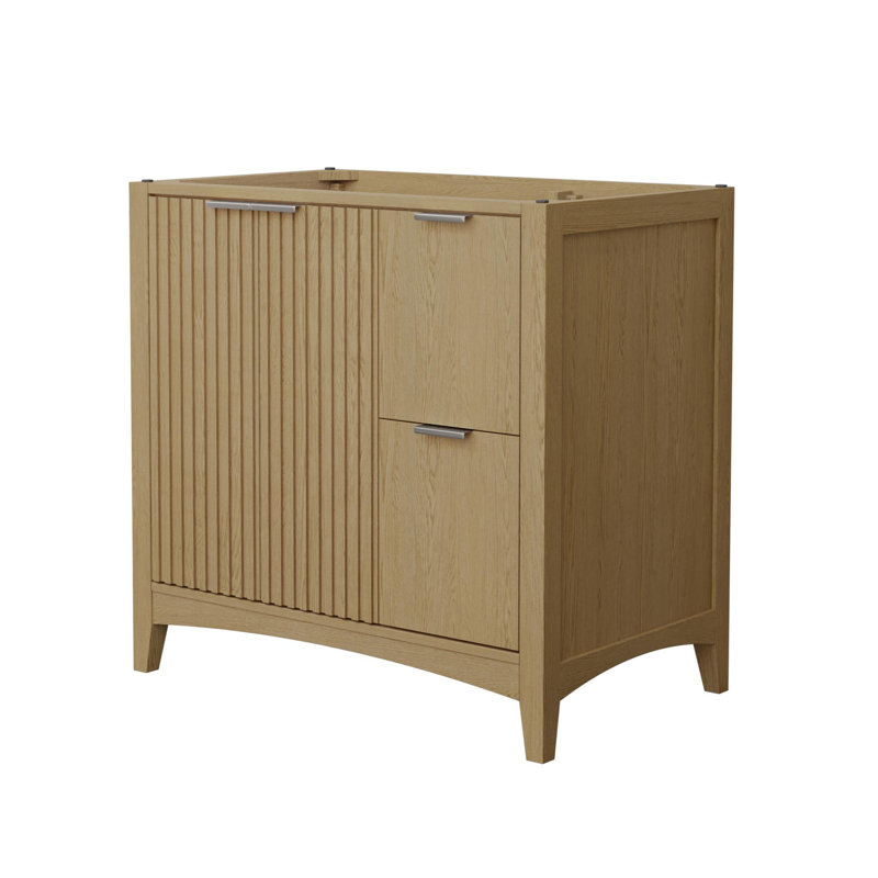 Palmilla 35.25" Freestanding Single Bathroom Vanity Base Only, Brushed Nickel, Beige
