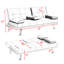 Lit orange de 67 po avec double pliage et table basse pour bureau, 3 positions réglables, revêtement en velours, pieds en métal, design compact pour salon, 2 sièges multifonctionnels à angles multiples, velours doux.