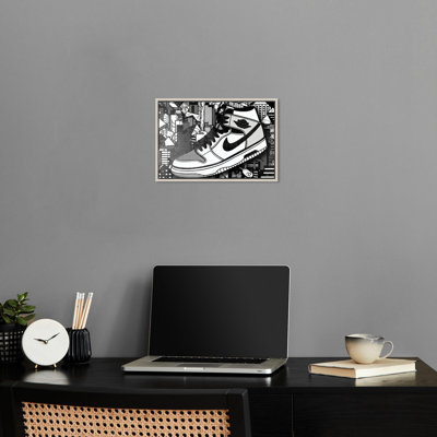 Shiny Black City Sneaker Canvas Sneaker Art Prints by Notoriart