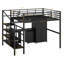 Lit mezzanine double en métal avec ensemble de table et garde-robe Alainah