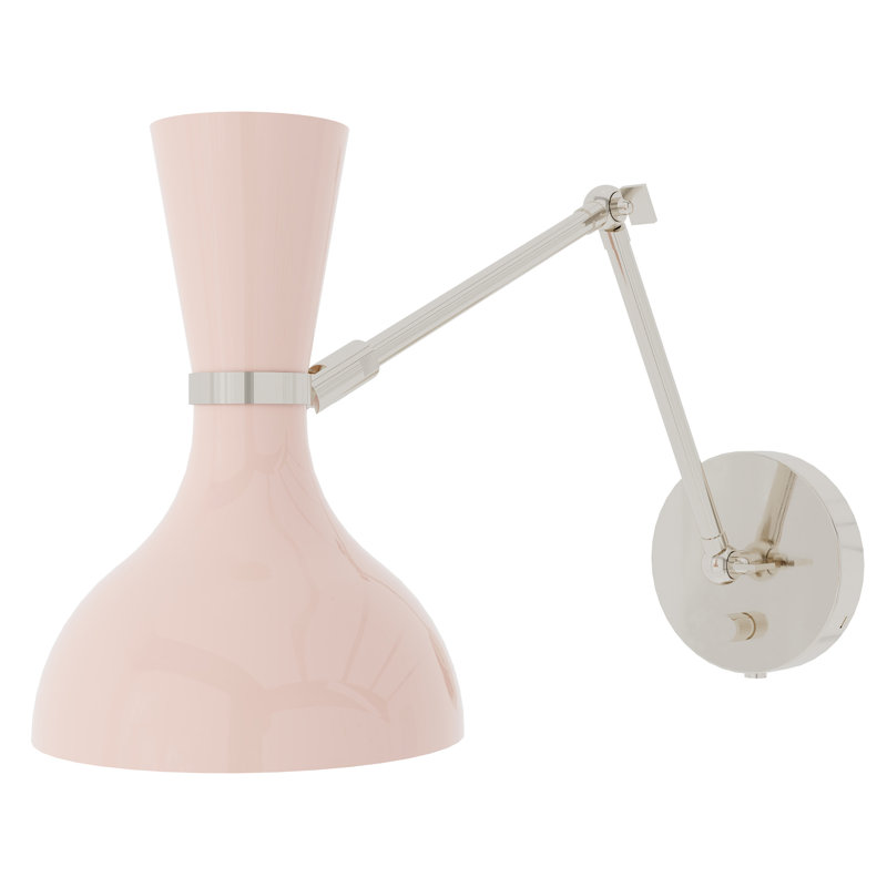 Applique murale à bras réglable Clare, Nickel poli, Eau de rose